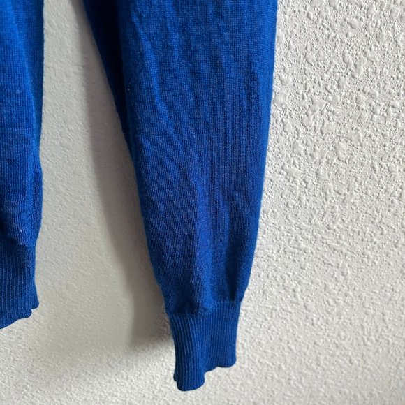 Emporio Armani Made in Italy Plain Knit Pure Virgin Wool Blue Sweater Size M - Picture 6 of 13